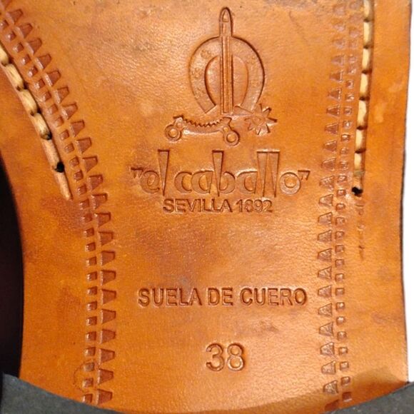 El Caballo Sevilla 1892 Leather Riding Boots, Size US7/7.5 EU38, Brown/Tan/Black - Picture 9 of 9
